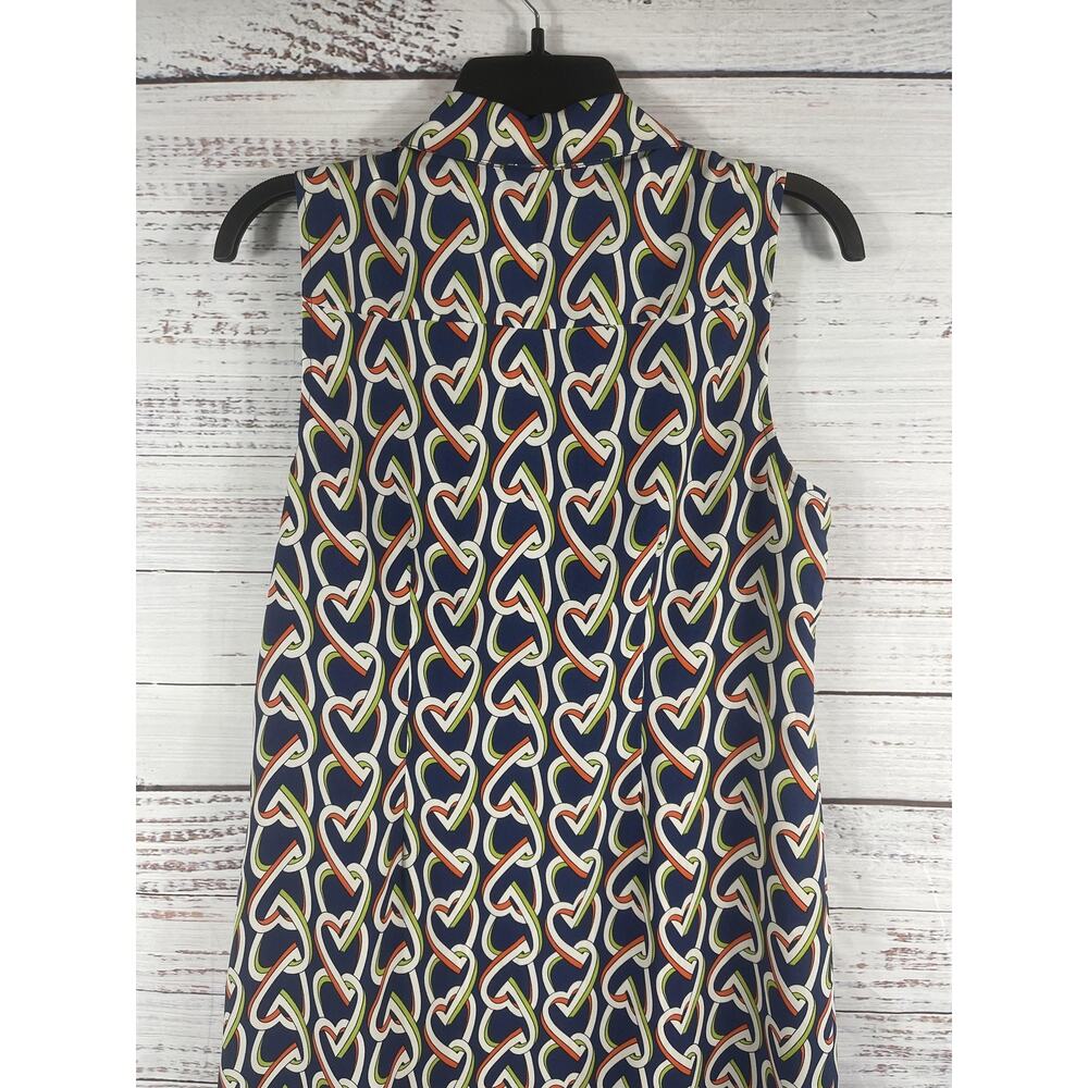 Cabi Shirtdress Women's Size S Blue Heart Print Sleeveless Button Front Collared - Picture 7 of 9